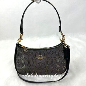 Coach Teri Shoulder Bag Crossbody In Signature Jacquard/Charcoal CCZ02 NWT